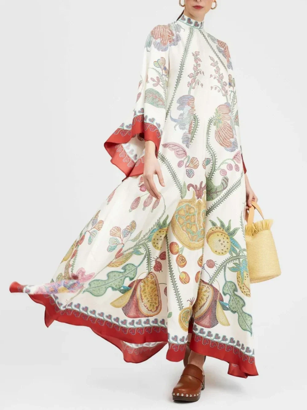 Maxi Dress with Handcrafted Ebony Print