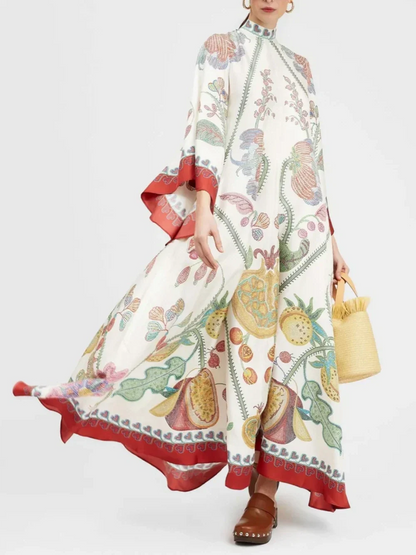 Maxi Dress with Handcrafted Ebony Print