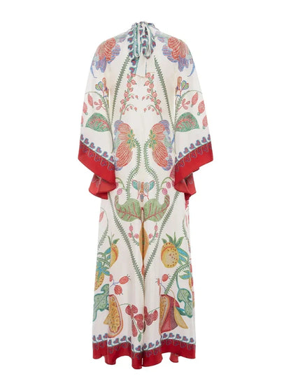 Maxi Dress with Handcrafted Ebony Print