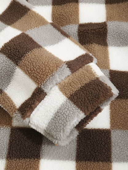 TAVEN Plaid Fleece Lapel Jacket