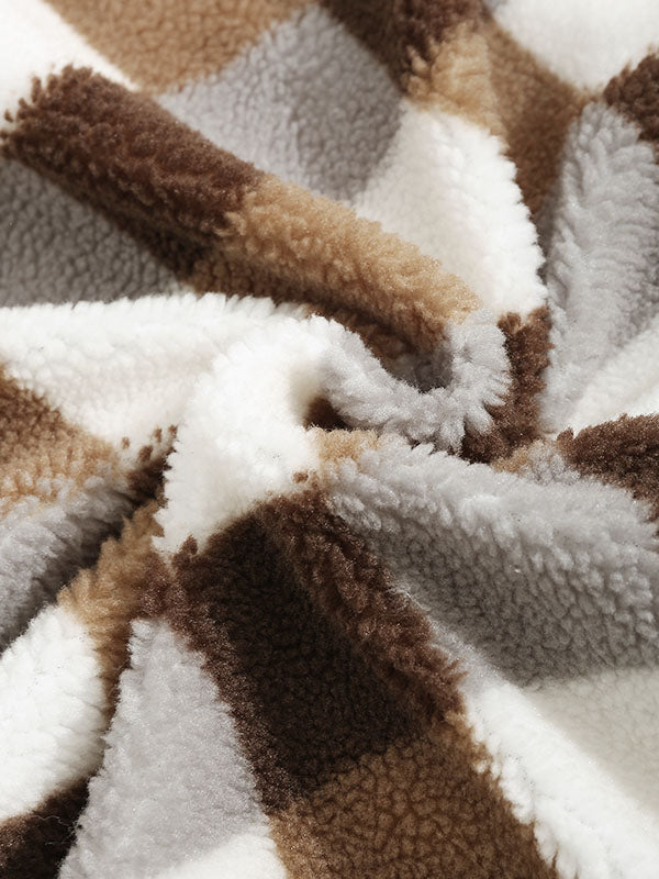 TAVEN Plaid Fleece Lapel Jacket