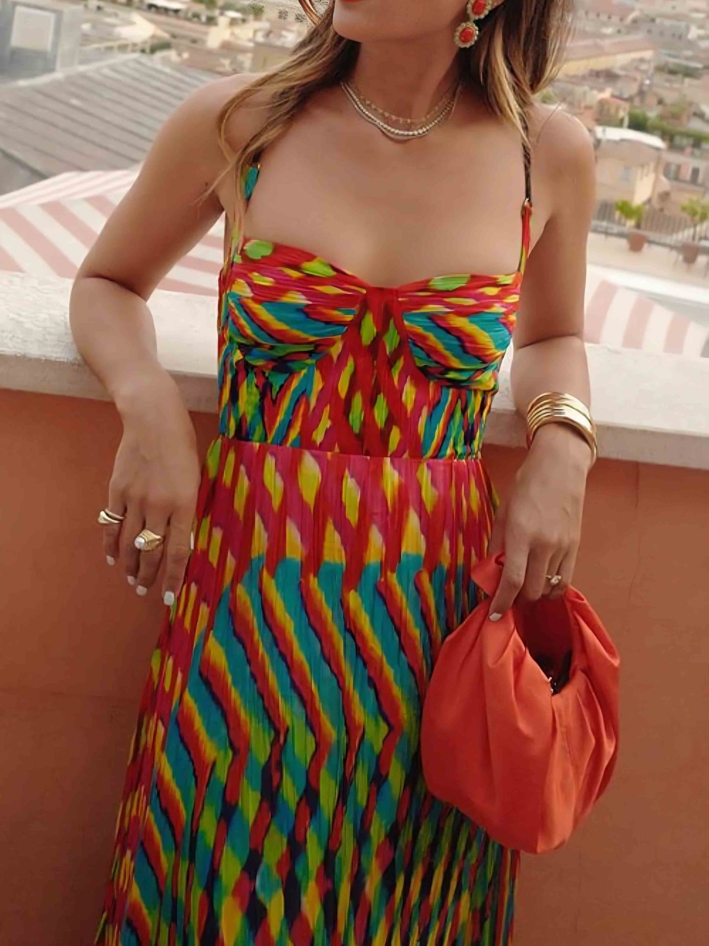 Chic Custom Hand-Painted A-Line Maxi Dress