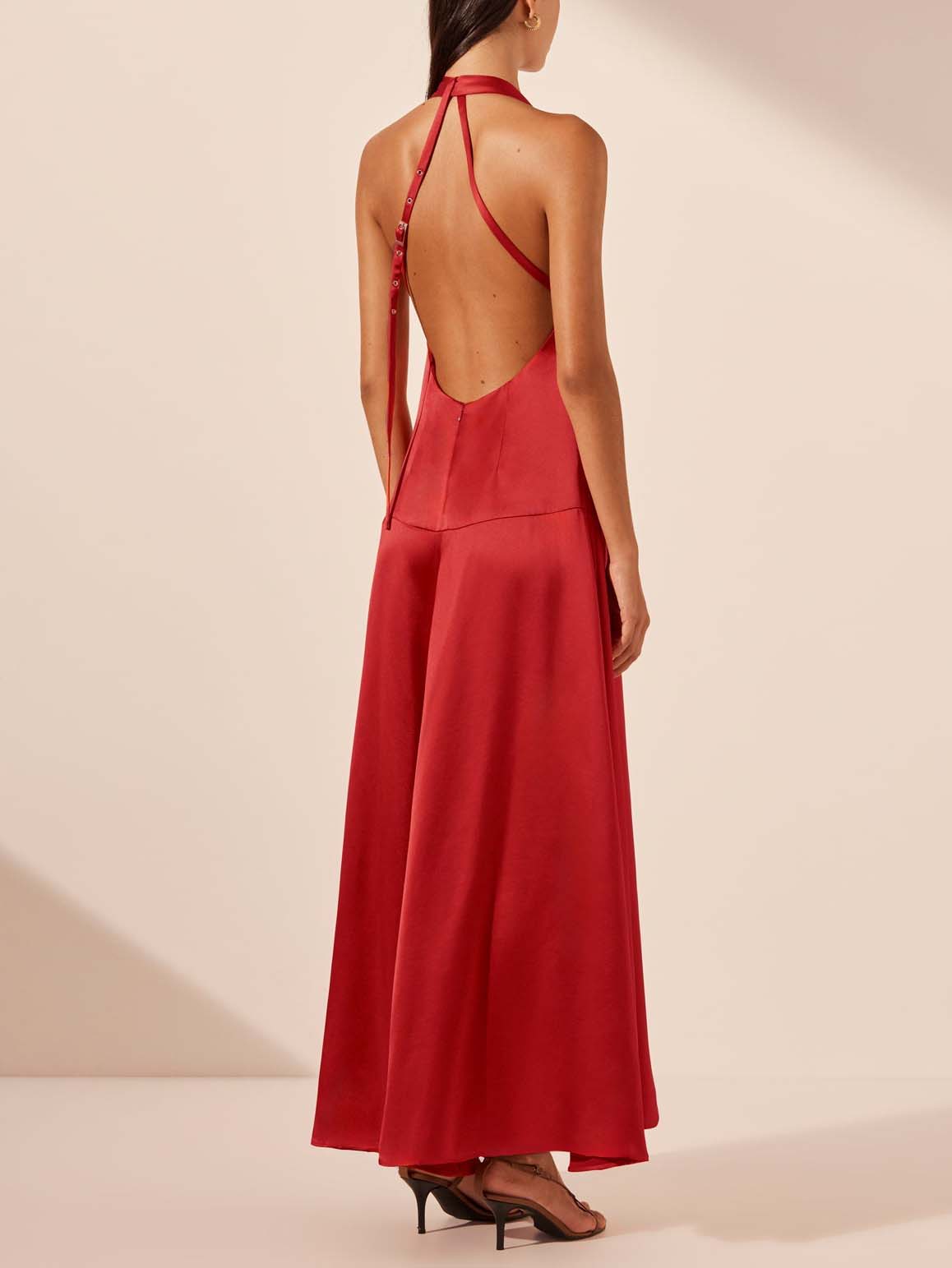 Chic Deep V Neck Halter Maxi Gown