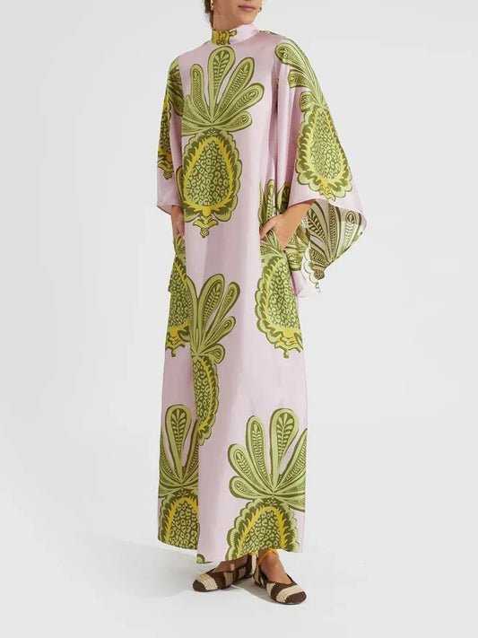 Maxi Dress with Bold Tropical Pineapple Print