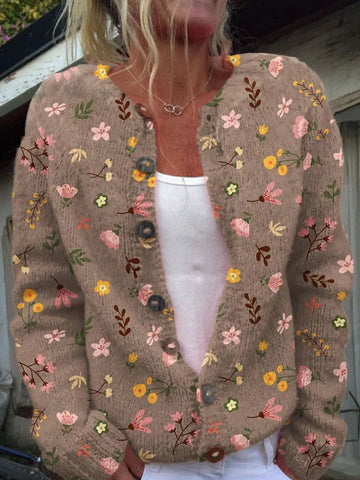 FLOREN Knitted Floral Cardigan