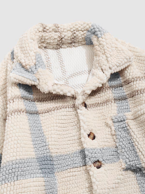 BRAMEN Plaid Fleece Lapel Jacket