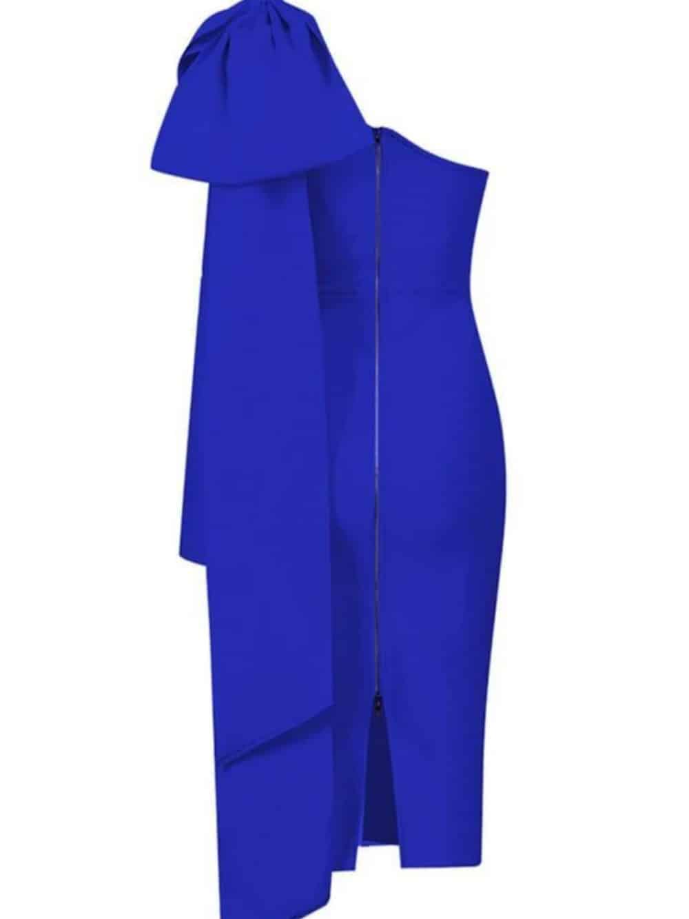 One-Shoulder Bandage Dress in Abbey Blue