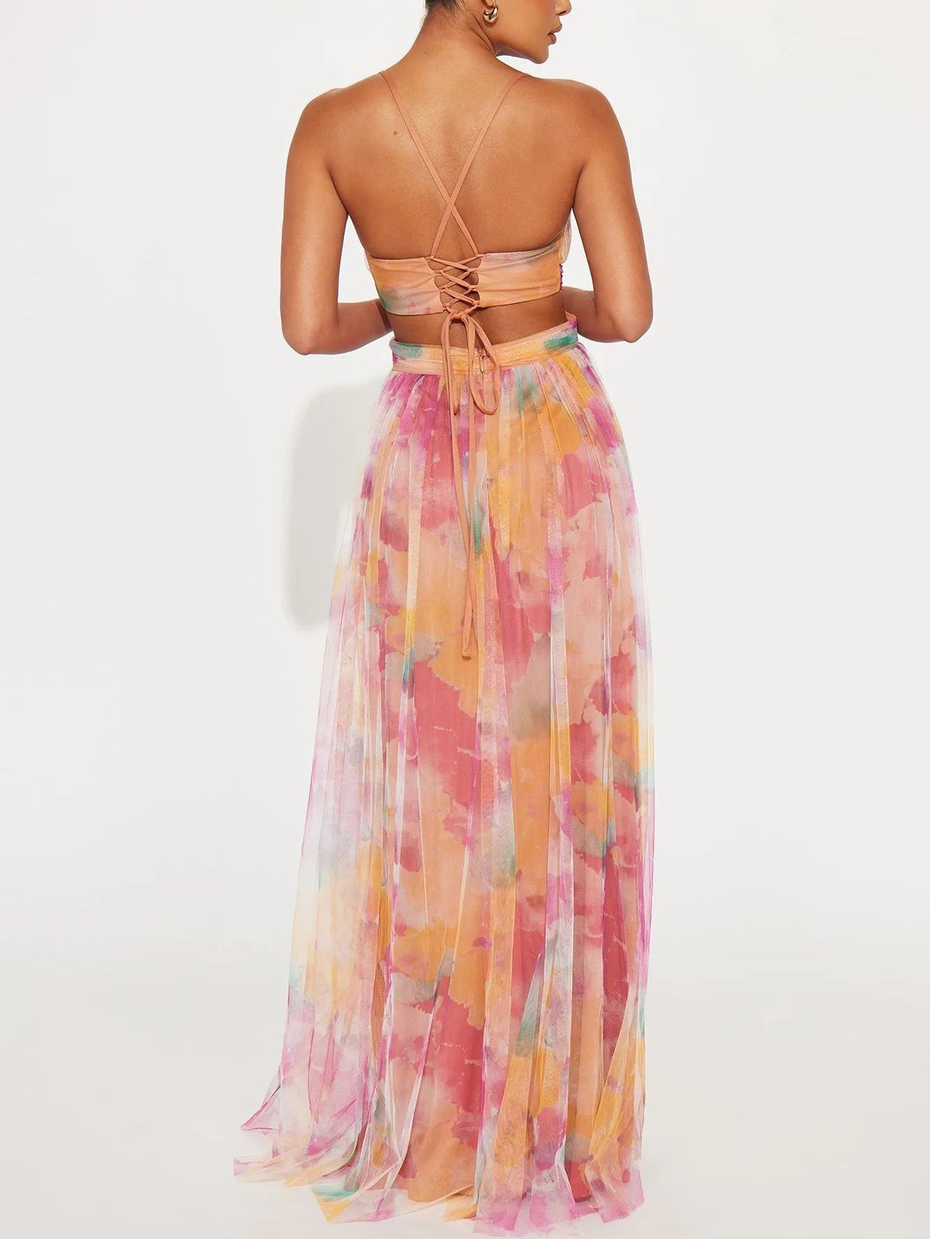 Chic Floral V-Neck A-Line Maxi Dress with Elegant Print