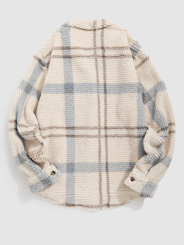 BRAMEN Plaid Fleece Lapel Jacket