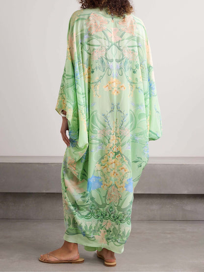 Distinctive Floral V-Neck Oversized Midi Dress