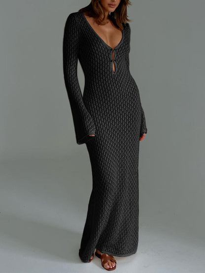 Long Sleeve Open Back Maxi Dress