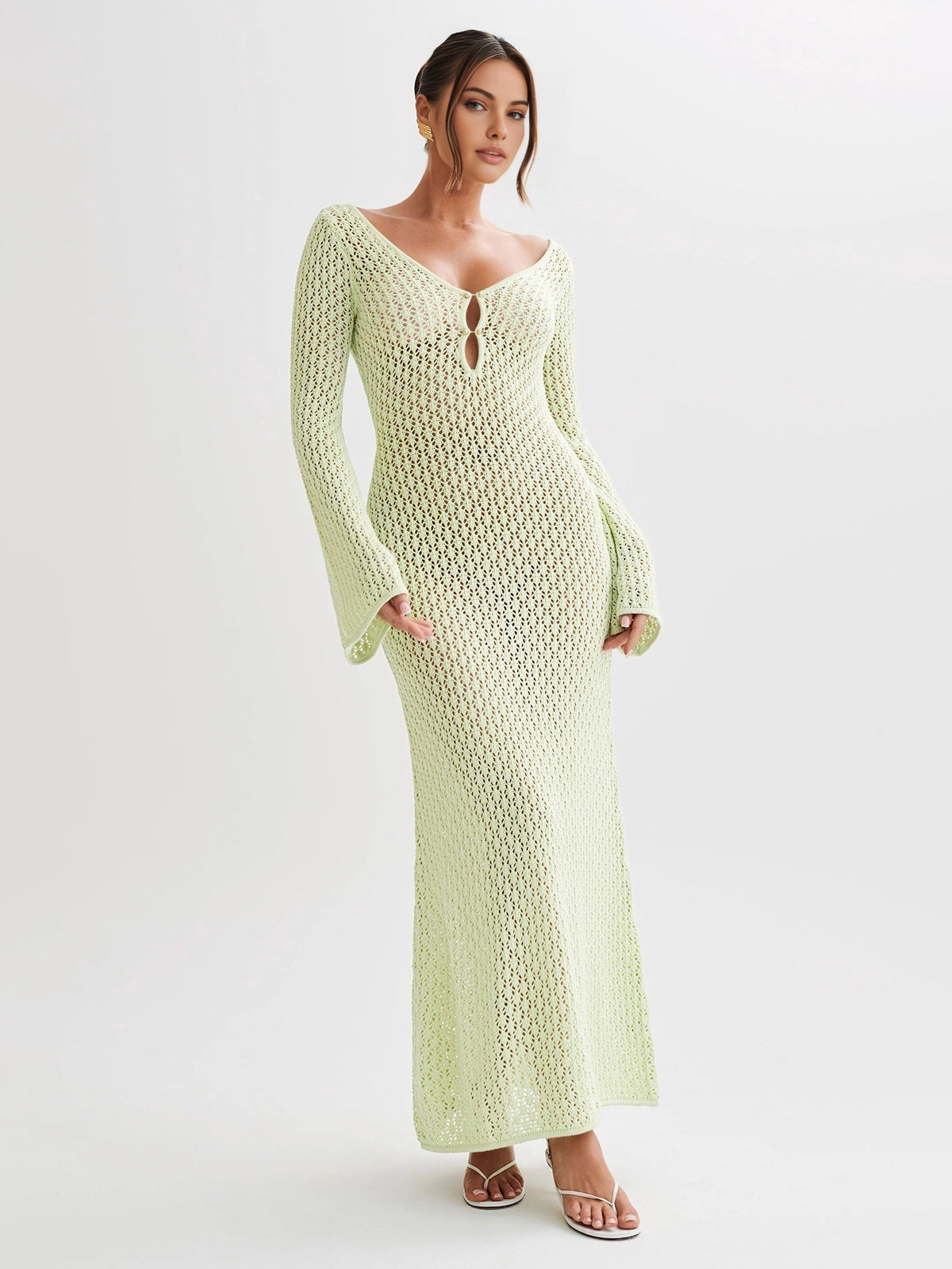 Long Sleeve Open Back Maxi Dress