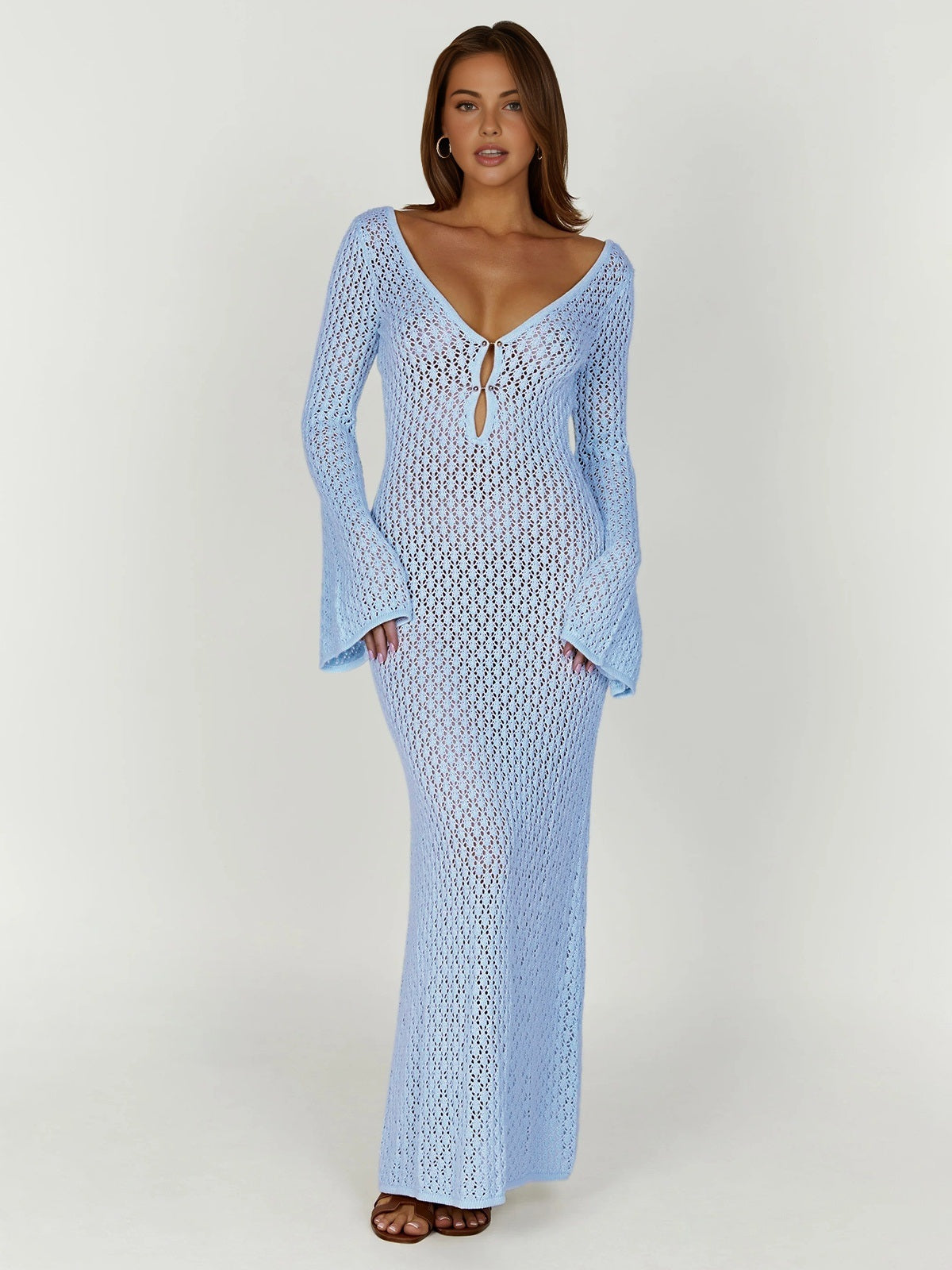 Long Sleeve Open Back Maxi Dress