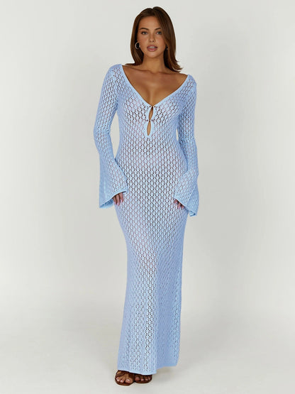 Long Sleeve Open Back Maxi Dress