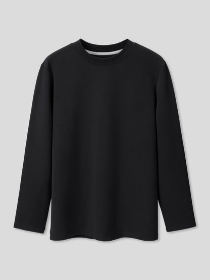 Modal Blend Elbow Patch Long Sleeve Tee:Slim Fit