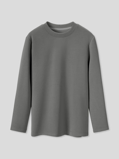 Modal Blend Elbow Patch Long Sleeve Tee:Slim Fit