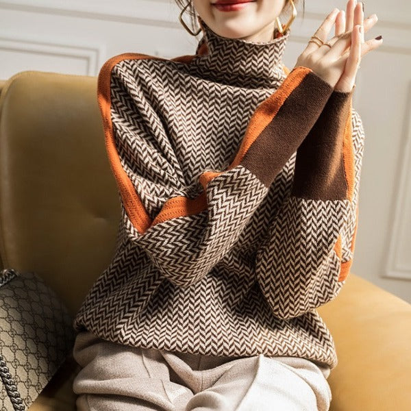 NALINE Contrasting Turtleneck Sweater