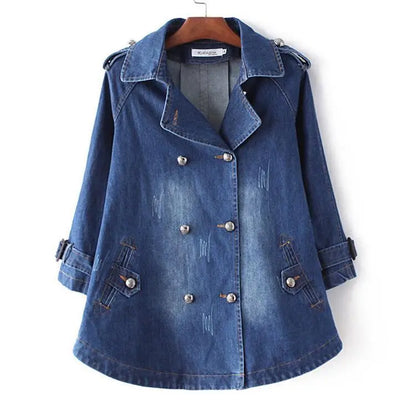 Casual Denim Cape Coat