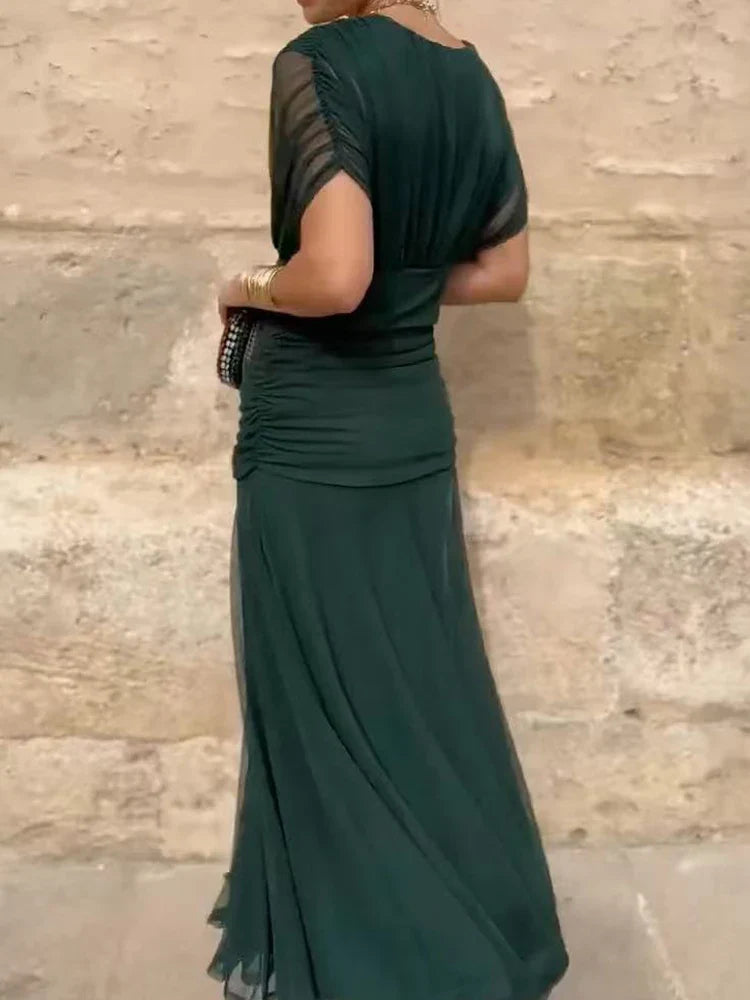 Selvara Elegant V-Neck Dress