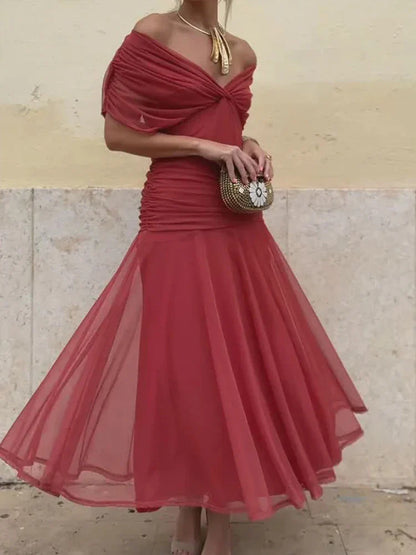 Selvara Elegant V-Neck Dress