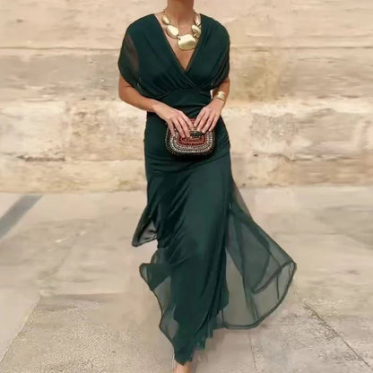 Selvara Elegant V-Neck Dress