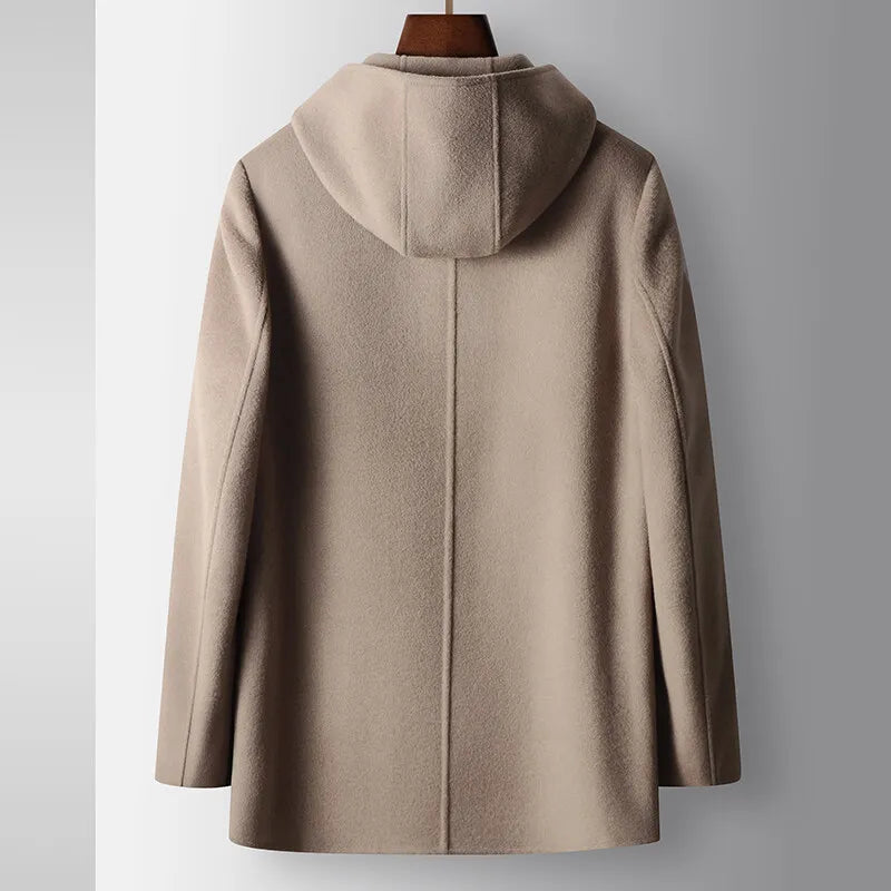 Pure Wool Hooded Coat