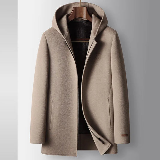 Pure Wool Hooded Coat