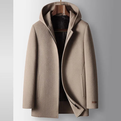 Pure Wool Hooded Coat