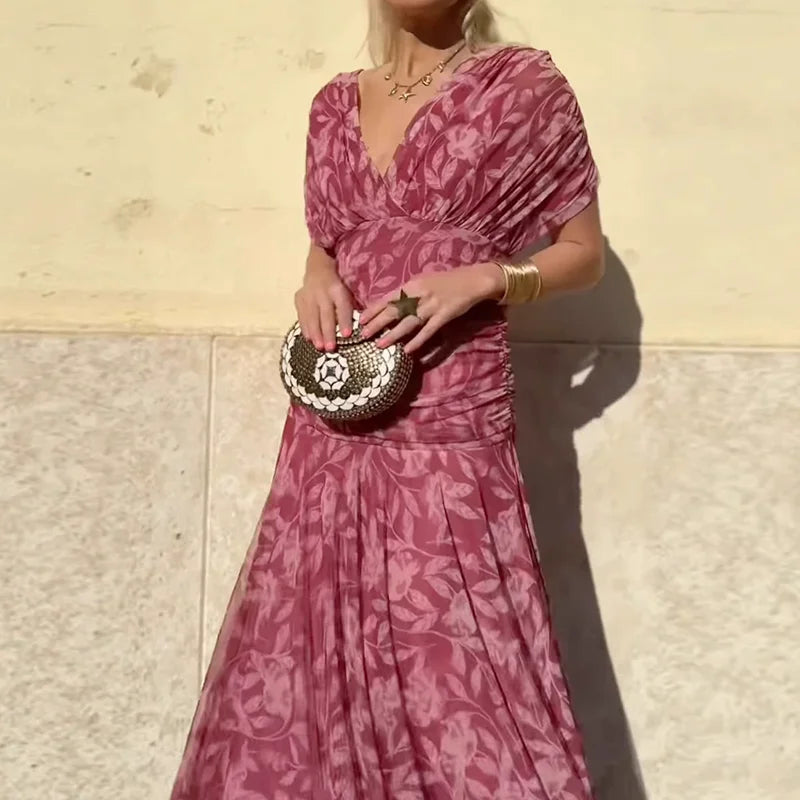 Selvara Elegant V-Neck Dress