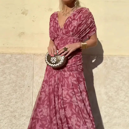 Selvara Elegant V-Neck Dress