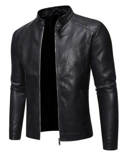 Standing Collar Leather Jacket