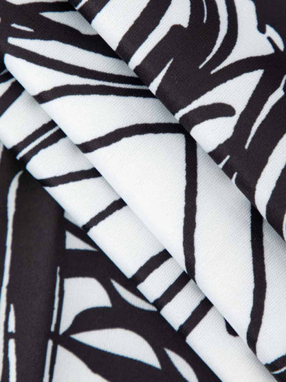 Short Sleeve Mini Dress with Abstract Line Print