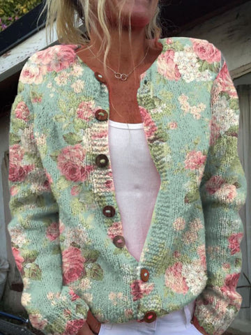 FLOREN Knitted Floral Cardigan