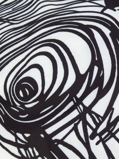 Short Sleeve Mini Dress with Abstract Line Print