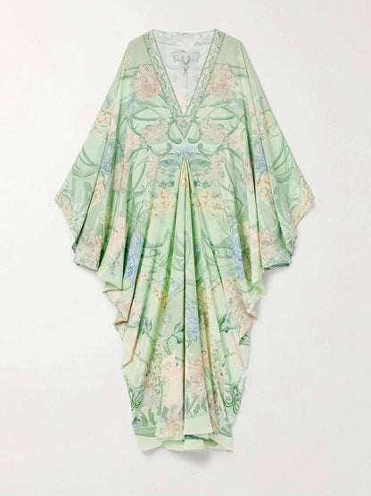 Distinctive Floral V-Neck Oversized Midi Dress