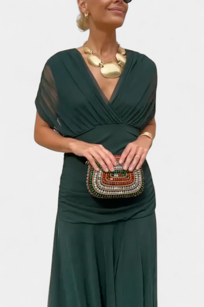 Selvara Elegant V-Neck Dress