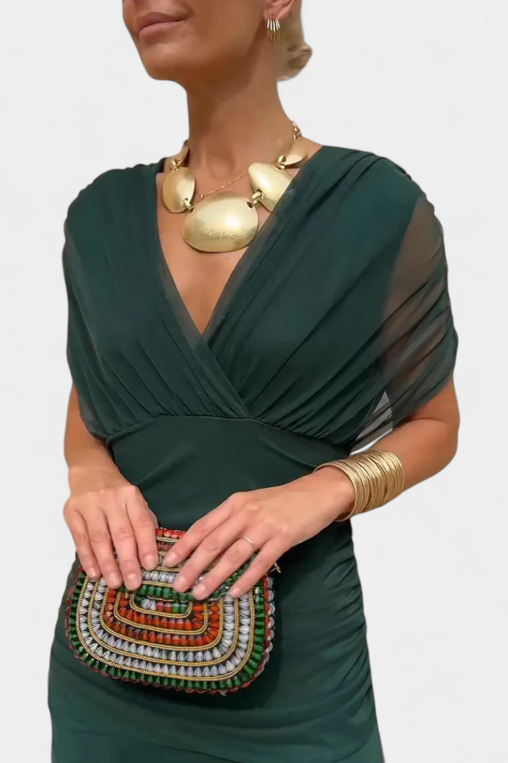 Selvara Elegant V-Neck Dress