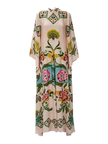 Elegant Floral Print Maxi Dress with Flowing Design