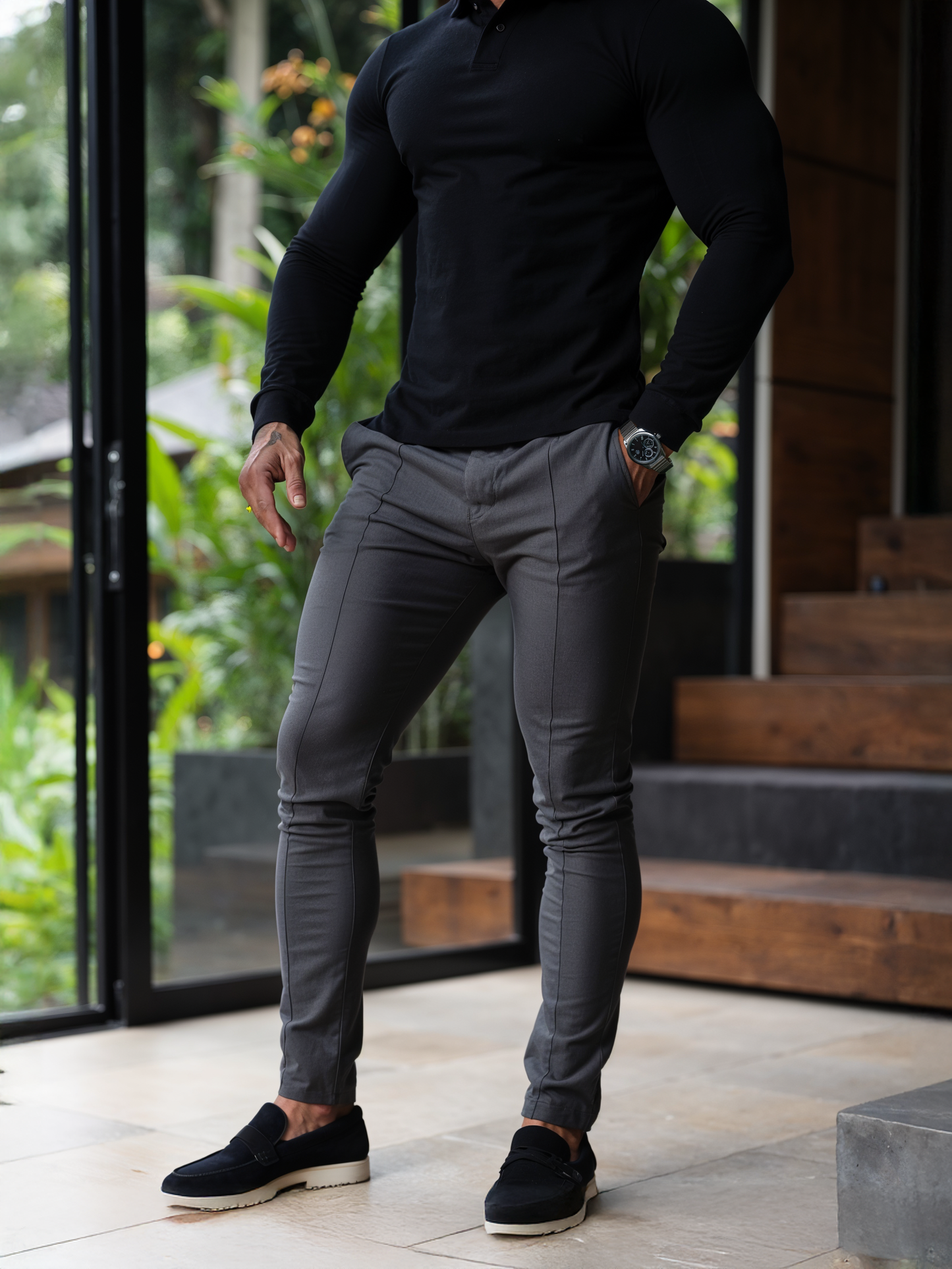 CALDEN Wrinkle-Free Slim Fit Trousers