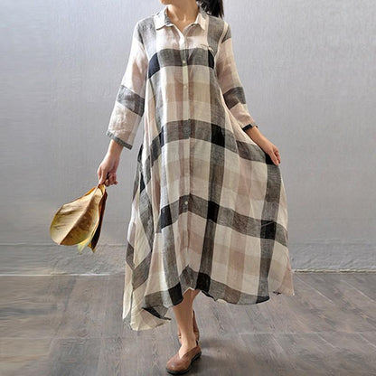 ALVORA Cotton Linen Shirt Dress